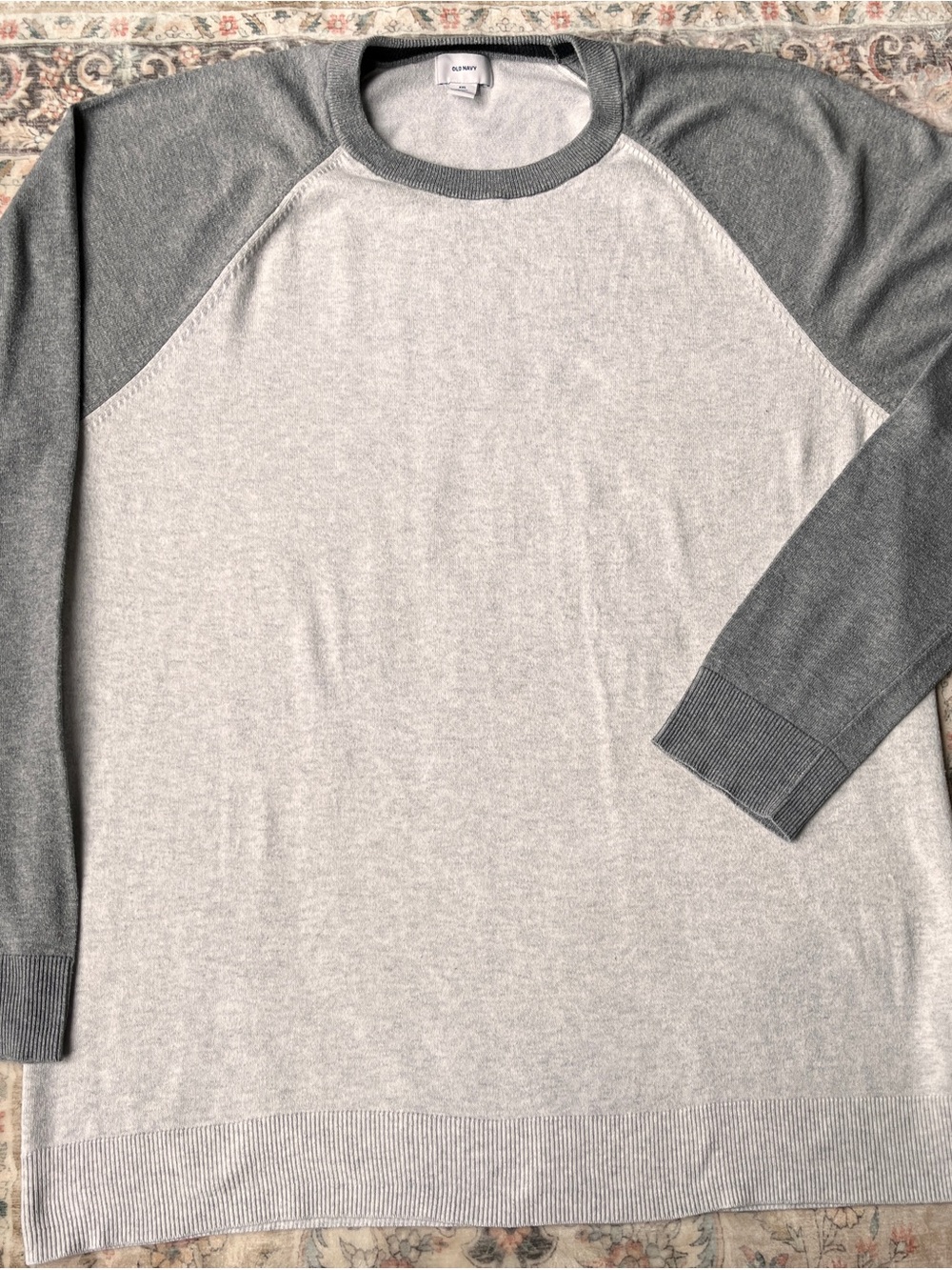 Old Navy Light Gray Body with Charcoal Raglan Sweater